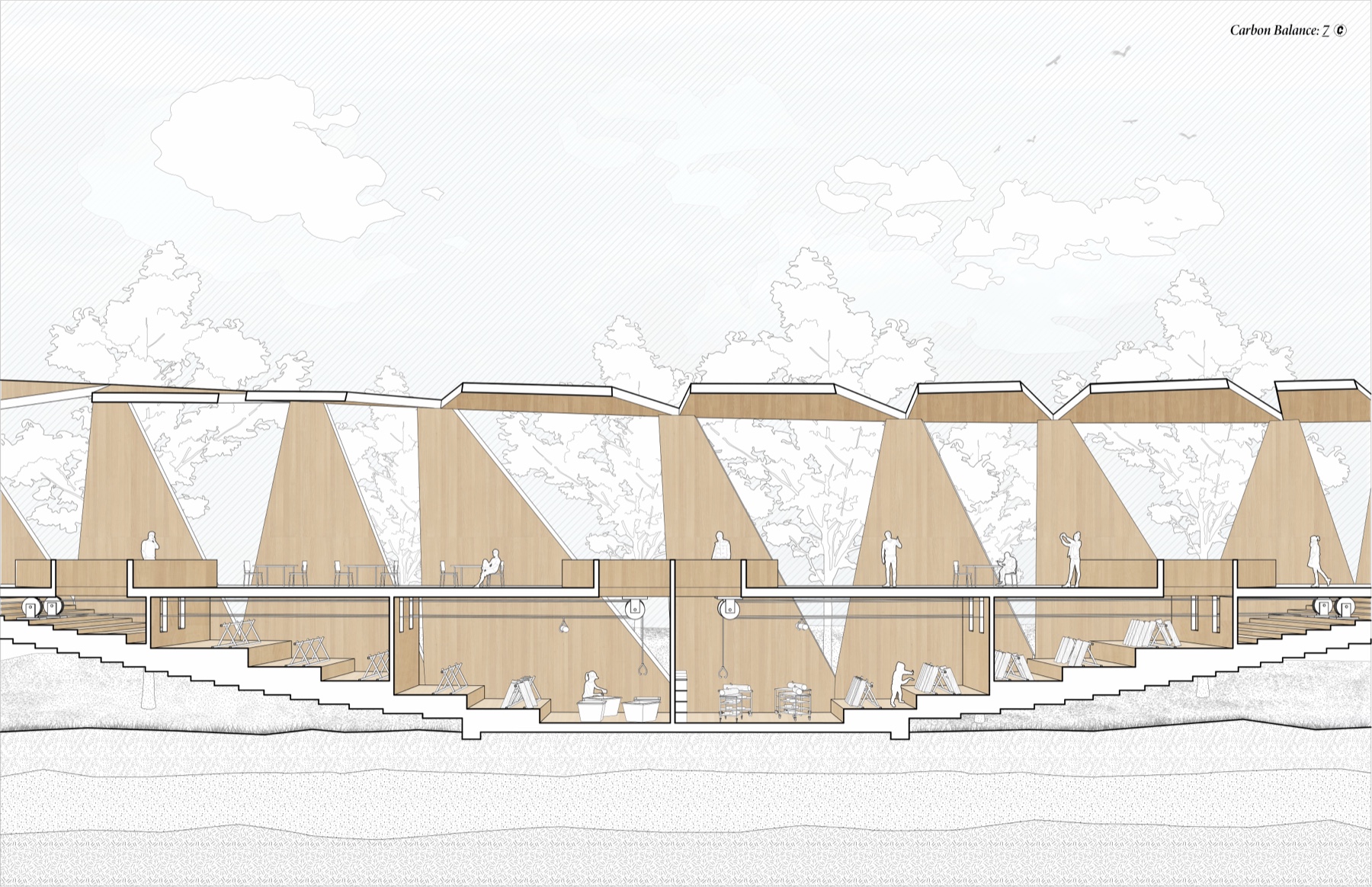 The Carbon Island - Mushroom Farm Section Perspective